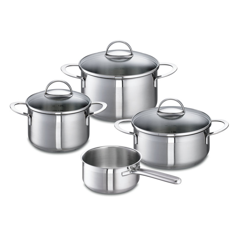 Schulte Ufer Wave 7 Piece Stainless Steel Cookware Set Wayfair.co.uk